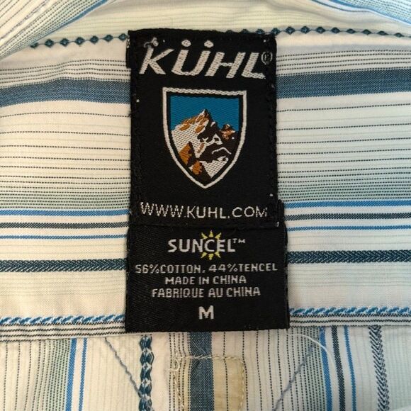 Kuhl Men’s Suncel Button-Up Medium Shirt Blue Striped Hiking Outdoors Mountains - Picture 4 of 6
